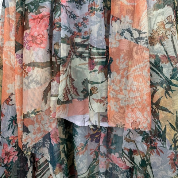 Anthropologie High-Low Tulle Women Garden Floral Watercolor Size6 Romantic Skirt - Picture 4 of 13